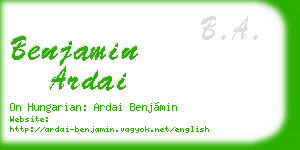 benjamin ardai business card