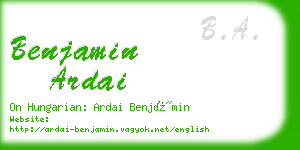 benjamin ardai business card